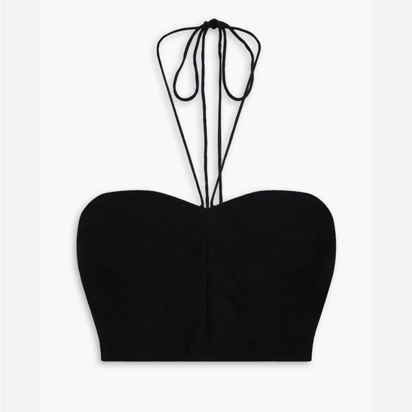 STAUD Tops - NWT Staud Kyra black cropped ottoman halter top